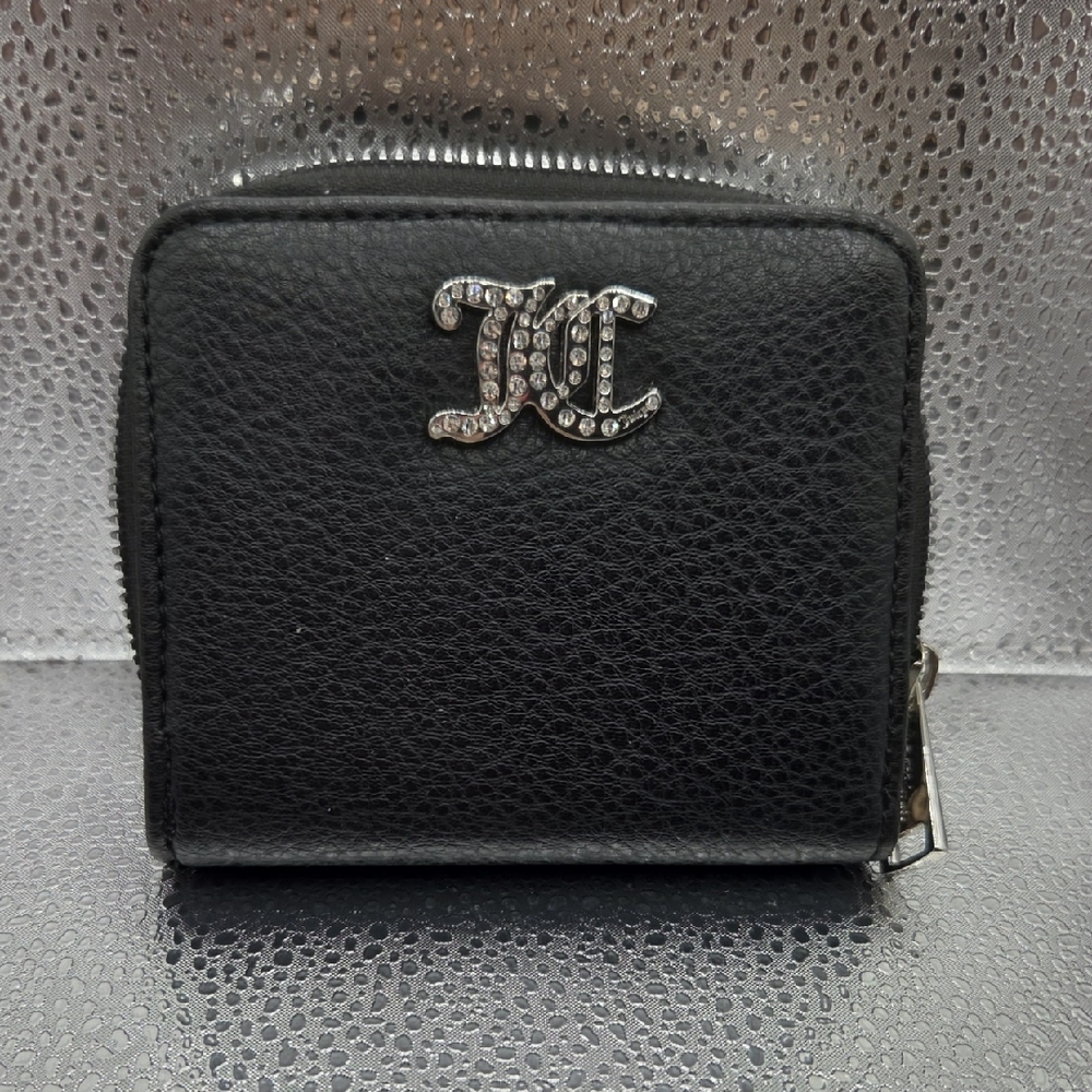 Juicy Couture Black Wallet with Sparkling Silver Emblem